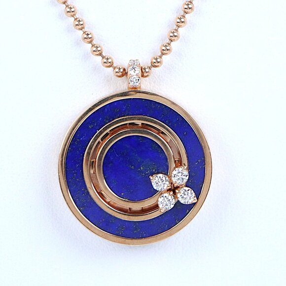25782 Roberto Coin Love In Verona 18K Rose Gold Diamond Lapis Pendant - Picture 1 of 7